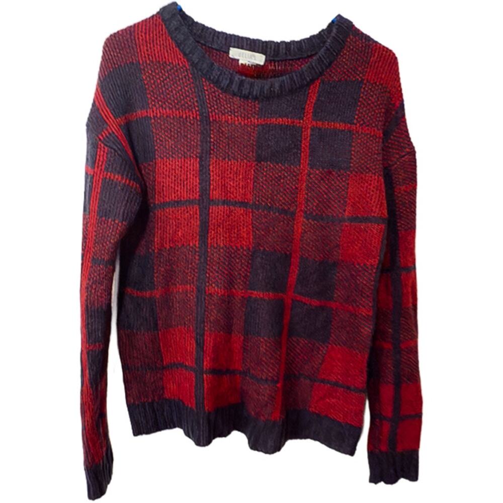 Delia's Red/Navy Plaid Tartan Buffalo Check Soft Crewneck Sweater Women's Medium